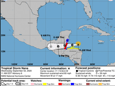 CDEMA Information Note #1 - Tropical Storm Nana as of 4:00PM (AST) on September 2nd, 2020