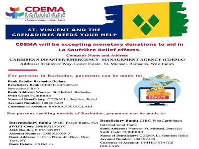 CDEMA Deploys DDSA Team to Assist in the La Soufriere Volcano Emergency Relief Efforts