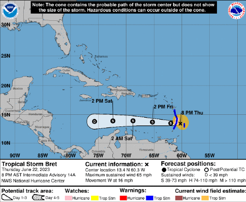 INFORMATION NOTE# 2: Tropical Storm Bret