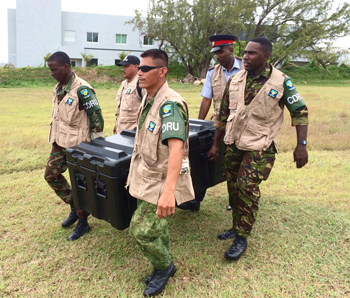 Members of CDRU team participating in the field training exercise at the Regional Security System Headquarters, Paragon, Christ Church, Barbados