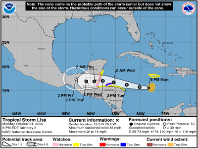 Information Note #1: Tropical Storm Lisa