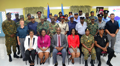 Members of the regional disciplined forces, implementing partners and facilitators participating in the 2nd CDRU training workshop, July 16, 2018. 