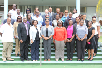 Participants from the CDEMA Coordinating Unit, 13 Participating States, Staff of the CDB and Consultant during the one-day workshop on the New Procurement and Contract Management Framework. 