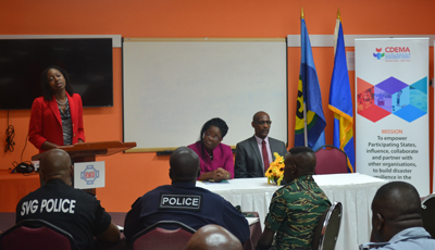 Ms Elizabeth Riley, Deputy Executive Director of CDEMA delivering remarks at the opening of the 2nd CDRU training workshop, July 16, 2018