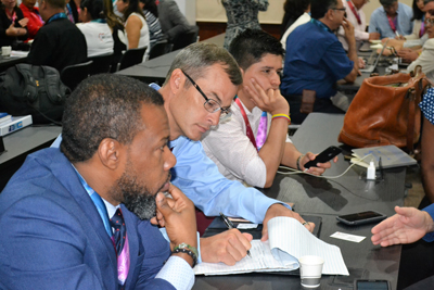 Mr Ronald Jackson delivering CDEMA’s Declaration at the 6th Regional Platform on DRR in Cartagena, Columbia 