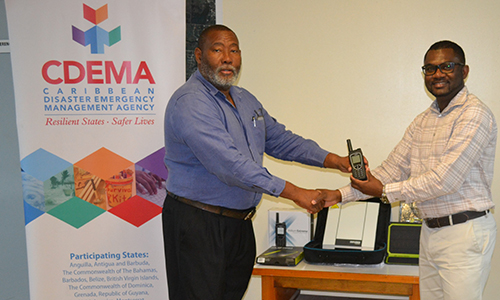 CDEMA presents telecommunications equipment to NODS