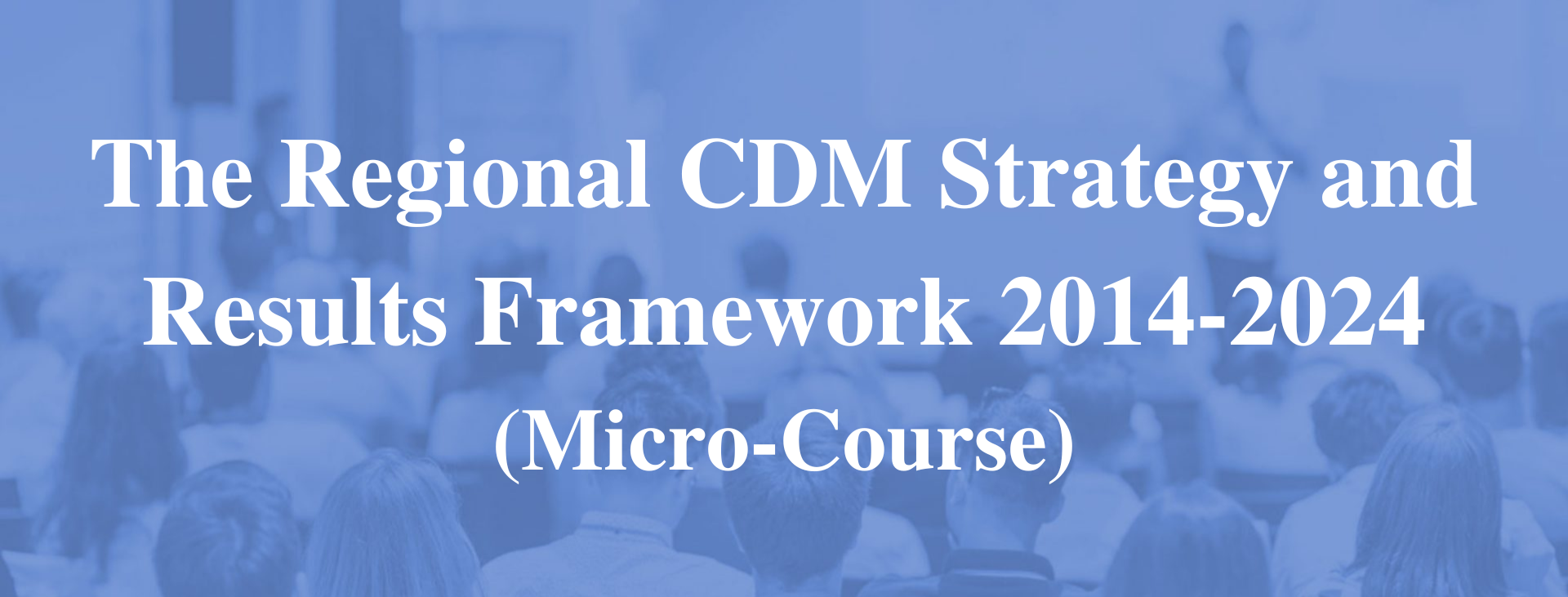 The Regional CDM Strategy and Results Framework 2014-2024 (Micro-course)
